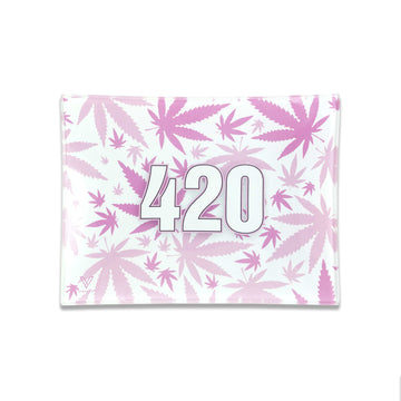 V Syndicate Glass Rollin' Tray Small 420 Pink Glass Rollin' Tray